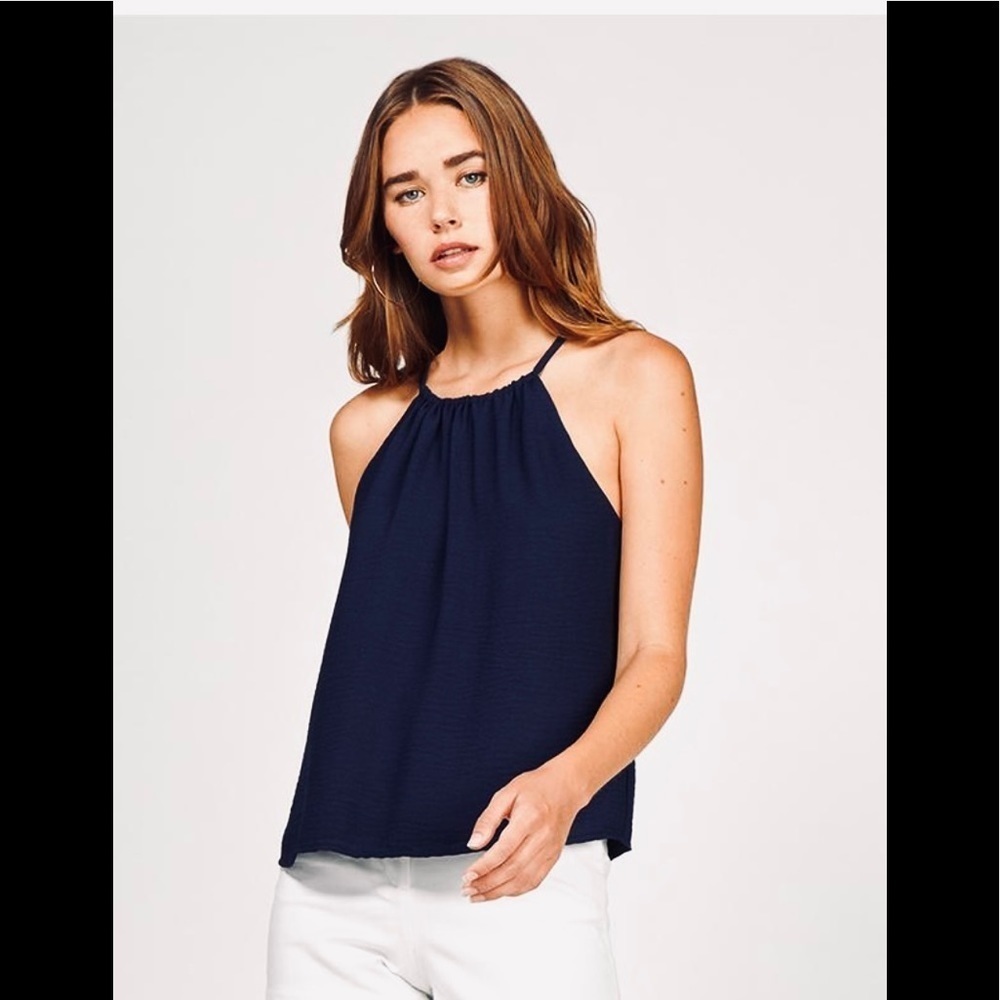 Greylin Navy Halter Key-Hole Top